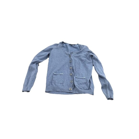 Boden Womens Size 14 Blue Button Up Cardigan Sweater Cotton Stretch Knit Pockets - Picture 1 of 3